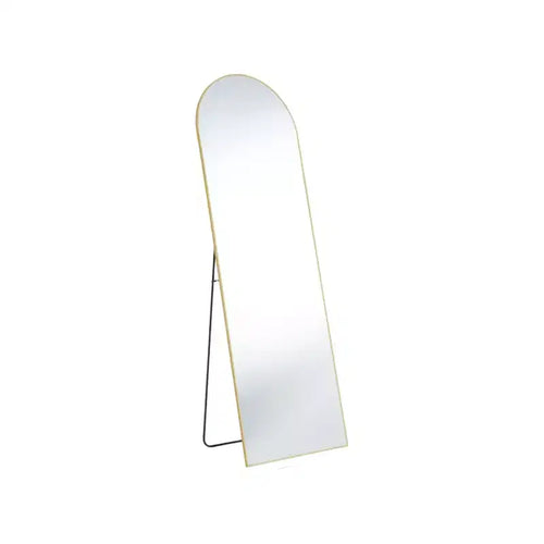HomeRoots 63 Gold Metal Arch Freestanding and Wall Mount Framed Full Length Mirror